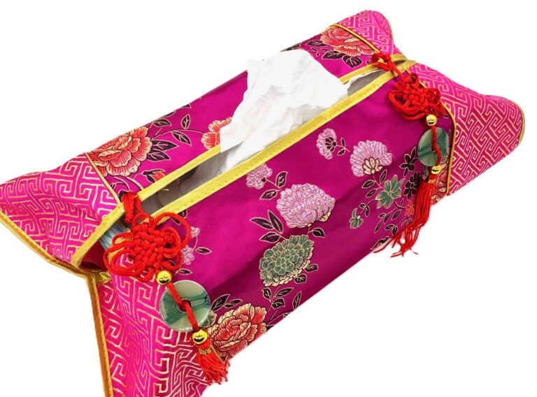 Chinese Tissue Box Cover - Fuchsia