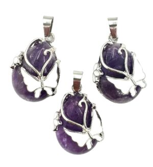 Gemstone Butterfly Pendant - Amethyst (3pcs)