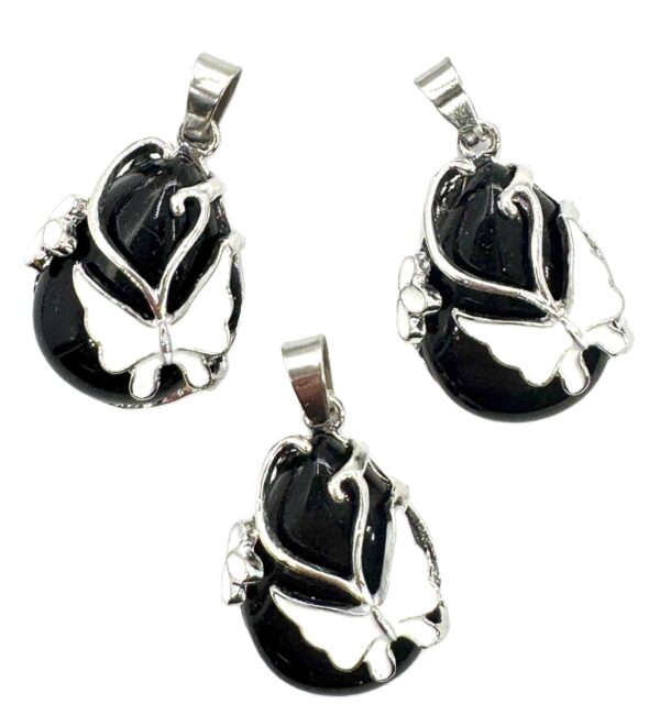 Gemstone Butterfly Pendant - Onyx (3pcs)