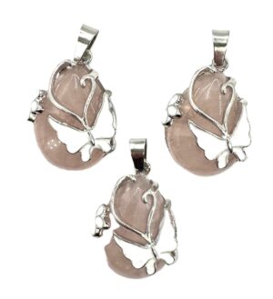 Gemstone Butterfly Pendant - Rose Quartz (3pcs)