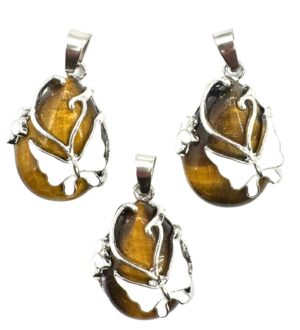 Gemstone Butterfly Pendant - Tiger Eye (3pcs)