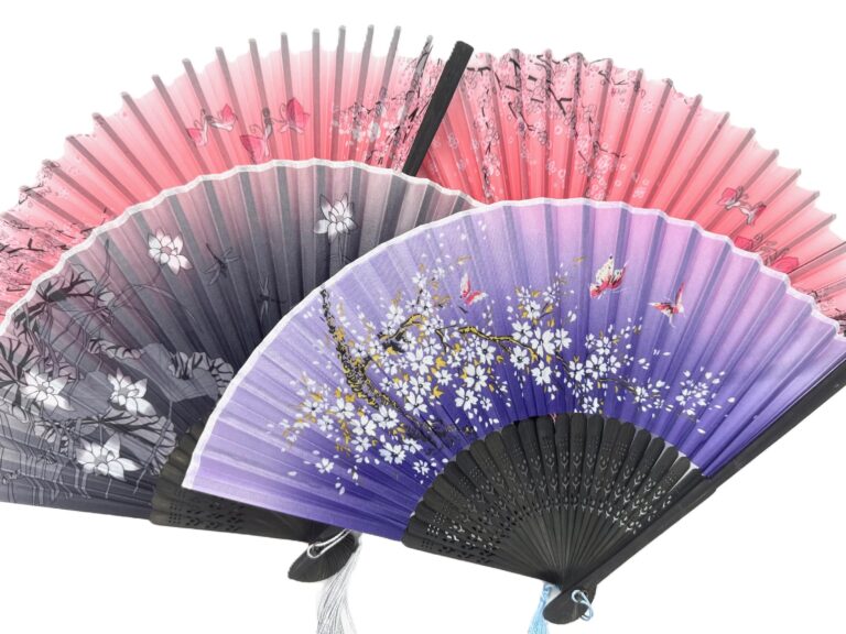 Hand Fan Flowers Black with Flower Motif (10 pieces)