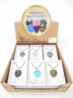 Wholesale - Gemstone Heart Pendants Necklace With Diamand -