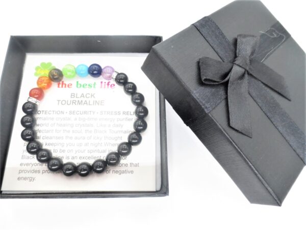 8mm 7 Chakra Bracelet with Gift Box - Black Tourmaline