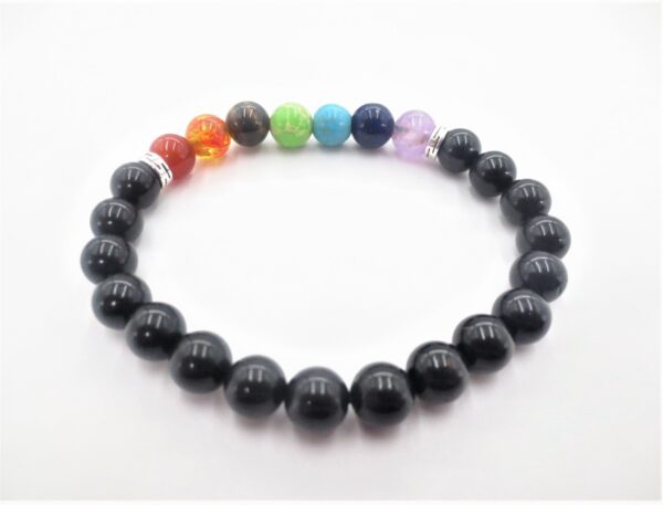 8mm 7 Chakra Bracelet with Gift Box - Black Tourmaline