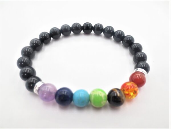 8mm 7 Chakra Bracelet with Gift Box - Black Tourmaline