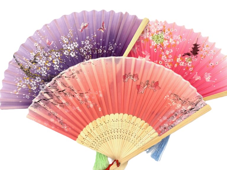 Hand Fan Flowers White with Flower Motif (10 pieces)