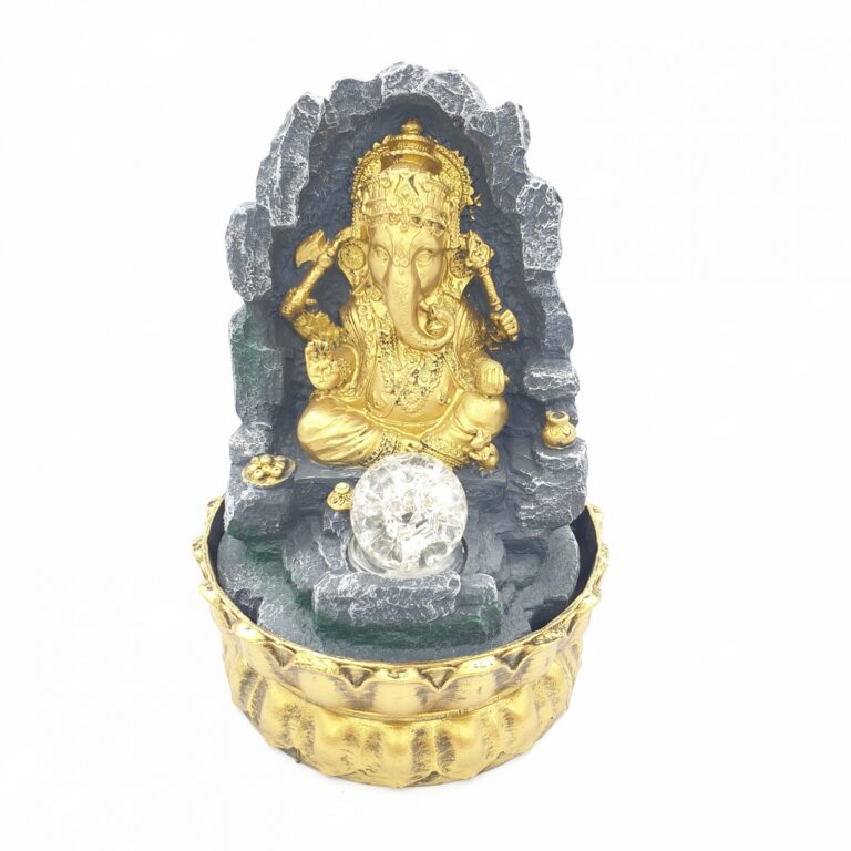 Meditation Led Lighting Ganesha in Wall Gold Fountain Small (16086)