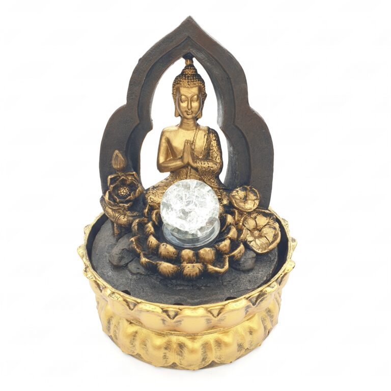 Meditation Led Lighting Thai Buddha Lotus and Gold Fountain Small (2291)