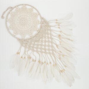 25cm Round Dreamcatchers Crocheted with Goose Feathers