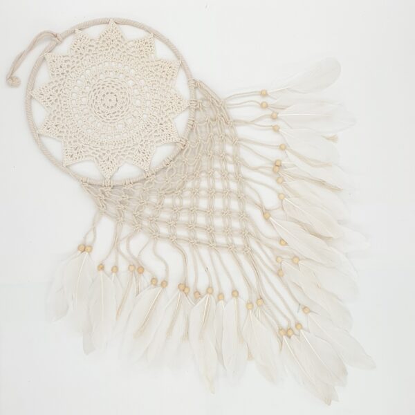 25cm Round Dreamcatchers Crocheted with Goose Feathers