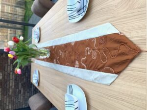 Luxury Brocade Table Cover (I) - Brown/Silver