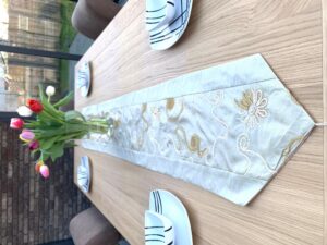 Luxury Brocade Table Cover (I) - Silver