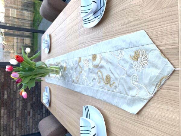 Luxury Brocade Table Cover (I) - Silver