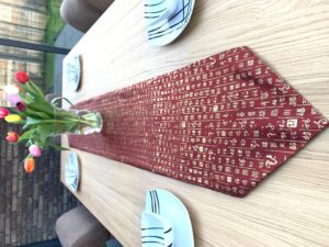 Luxury Brocade Table Cover (II) - Dark Red