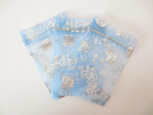 Organza Gift Bag 'Good Luck' Light Blue - 10cm x 15cm