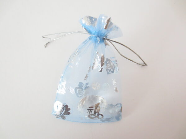 Organza Gift Bag 'Good Luck' Light Blue - 13cm x 20cm