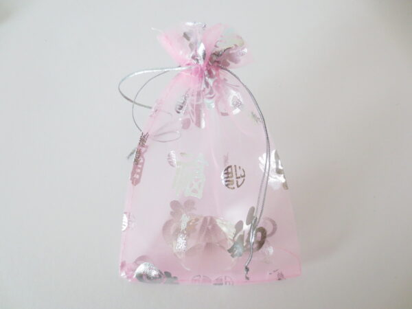 Organza Gift Bag 'Good Luck' Pink - 13cm x 20cm