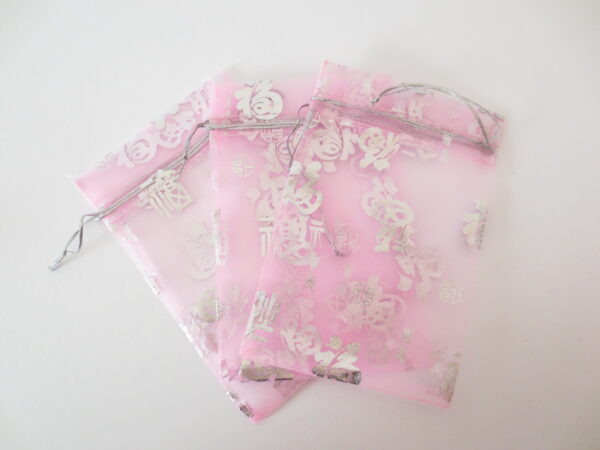 Organza Gift Bag 'Good Luck' Pink - 13cm x 20cm