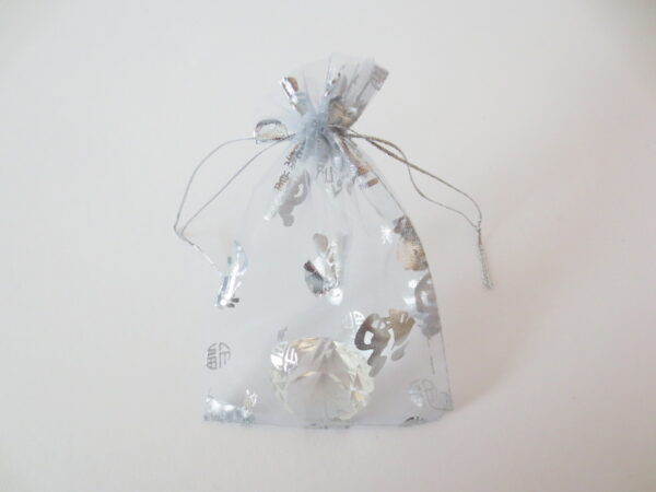 Organza Gift Bag 'Good Luck' Silver - 13cm x 20cm