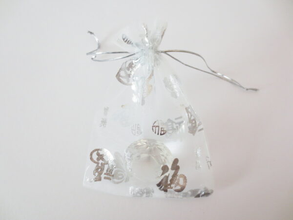 Organza Gift Bag 'Good Luck' White - 13cm x 20 cm