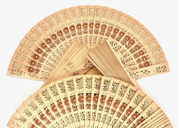 Wooden Flower Hand Fan ( 10 pieces)