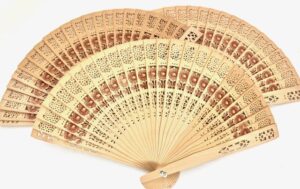 Wooden Flower Hand Fan ( 10 pieces)