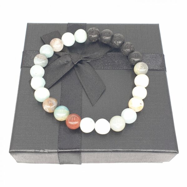 8mm Bracelet with Gift Box - Amazonite and Lava Stone