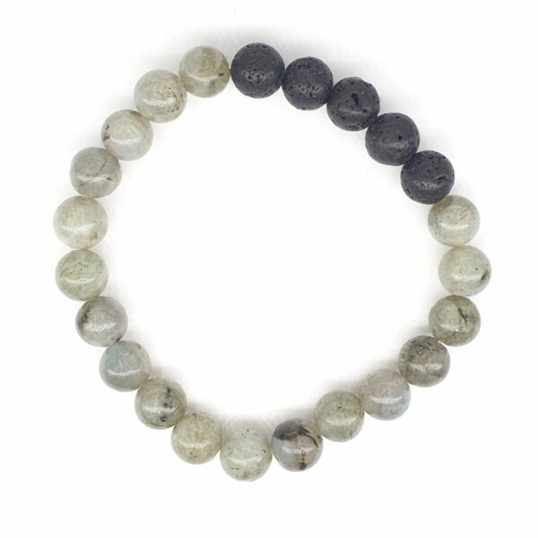 8mm Bracelet with Gift Box - Labradorite and Lava Stone