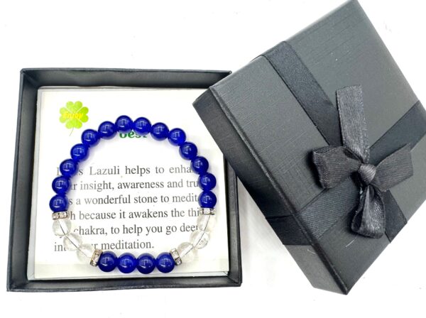 8mm Bracelet with Gift Box - Lapis Lazuli and Diamond