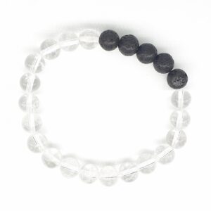 8mm Bracelet with Gift Box - Rock Crystal and Lava Stone