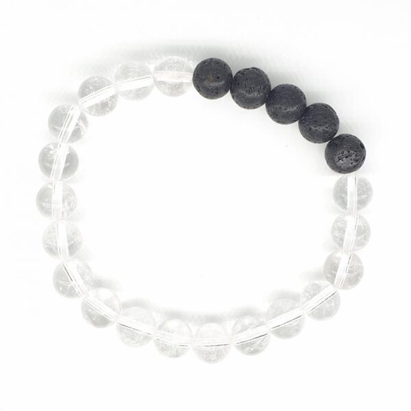 8mm Bracelet with Gift Box - Rock Crystal and Lava Stone