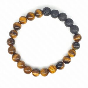 8mm Bracelet with Gift Box - Tiger Eye and Lava Stone