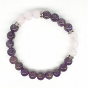 8mm Bracelet without Gift Box - Amethyst and Diamond