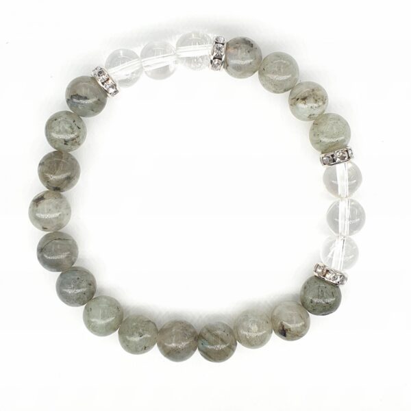 8mm Bracelet without Gift Box - Labradorite and Diamond