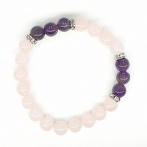 8mm Bracelet without Gift Box - Rose Quartz and Diamond