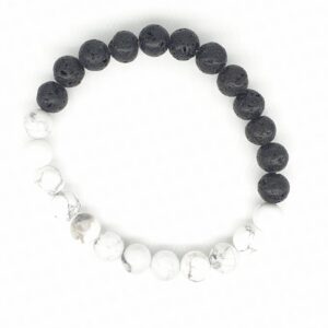 8mm Yin Yang Bracelet with Gift Box - Howlite and Lava Stone