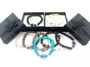 8mm Gemstone Angel Bracelets with Box