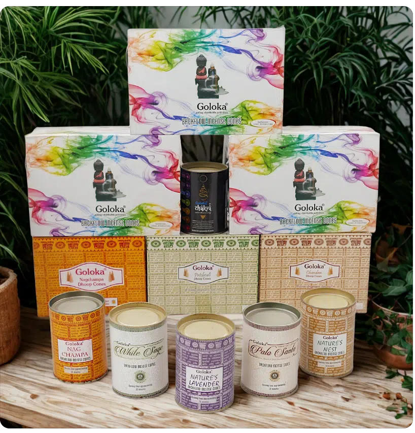 Goloka incense cones and backflow cones wholesale