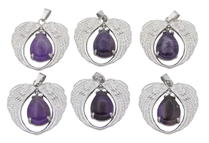 Angel Wing Amethyst Pendant (Set of 6 Pieces)