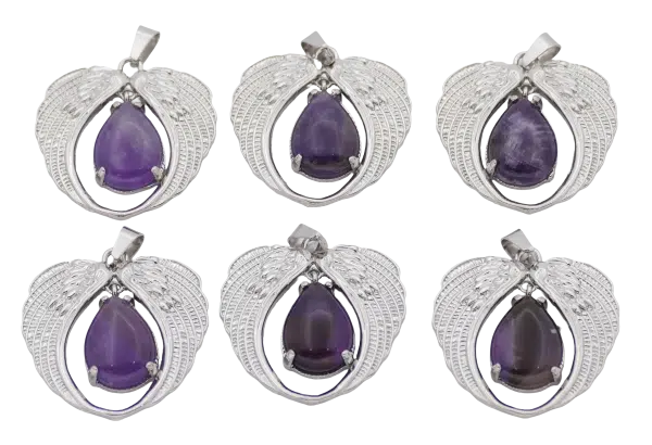 Angel Wing Amethyst Pendant (Set of 6 Pieces)