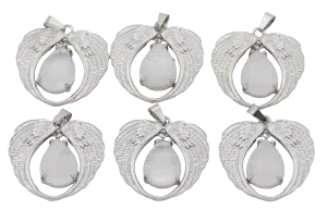 Angel Wing Rock Crystal Pendant (Set of 6 Pieces)