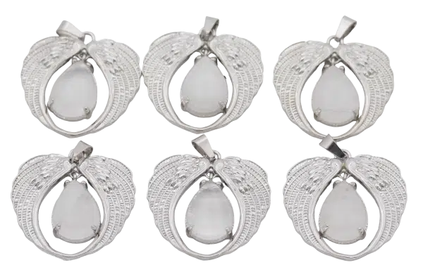 Angel Wing Rock Crystal Pendant (Set of 6 Pieces)