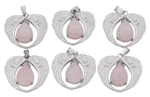 Angel Wing Rose Quartz Pendant (Set of 6 Pieces)