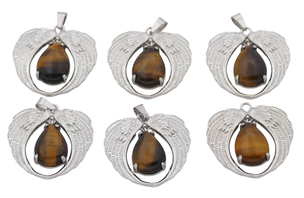 Angel Wing Tiger Eye Pendant (Set of 6 Pieces)