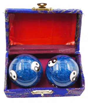 Blue Meridian Balls with 6 Yin Yang - 3.5 cm