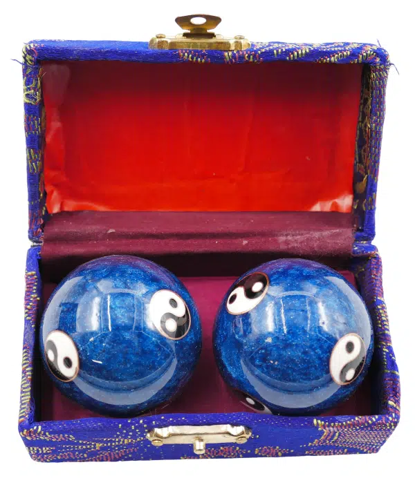 Blue Meridian Balls with 6 Yin Yang - 3.5 cm