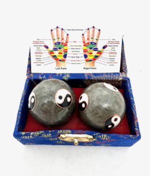 Gray Meridian Balls with 6 Yin Yang - 3.5 cm
