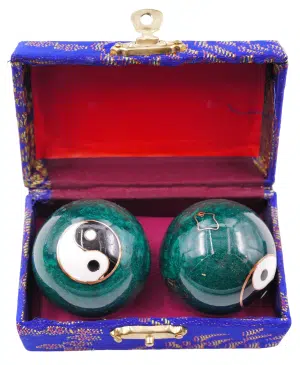 Green Meridian Balls with 2 Yin Yang - 3.5 cm