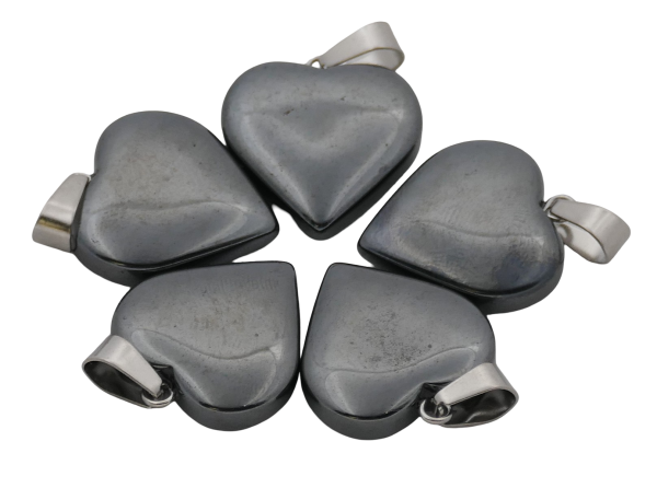 Heart Pendant Wholesale - Hematite (5pcs)